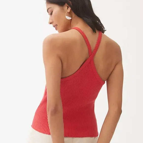 NWT Anthropologie T.La Ribbed Halter Tank in Red l Size X-Large - Picture 4 of 5